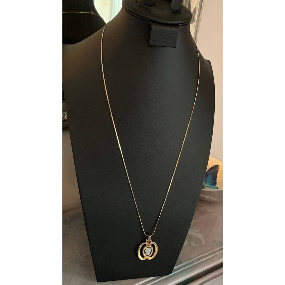 HMS Lovely Oval Pendant w/frosted Cameo, Vintage, Stamped